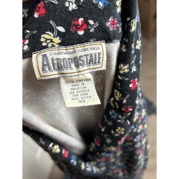 VTG 90s Aeropostale Floral Midi Dress XS Short Sleeve Button up Henley - Picture 5 of 5